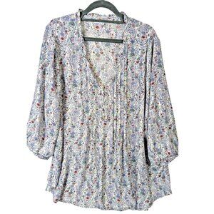 Rose + Olive Top Women size 1X Chiffon Romantic Pintucked Ruffle Dainty Office